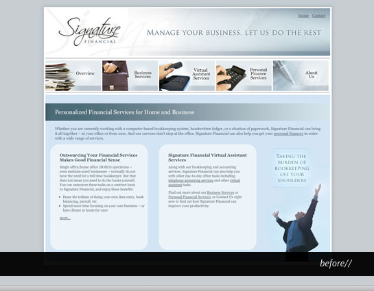 Signature Website, before